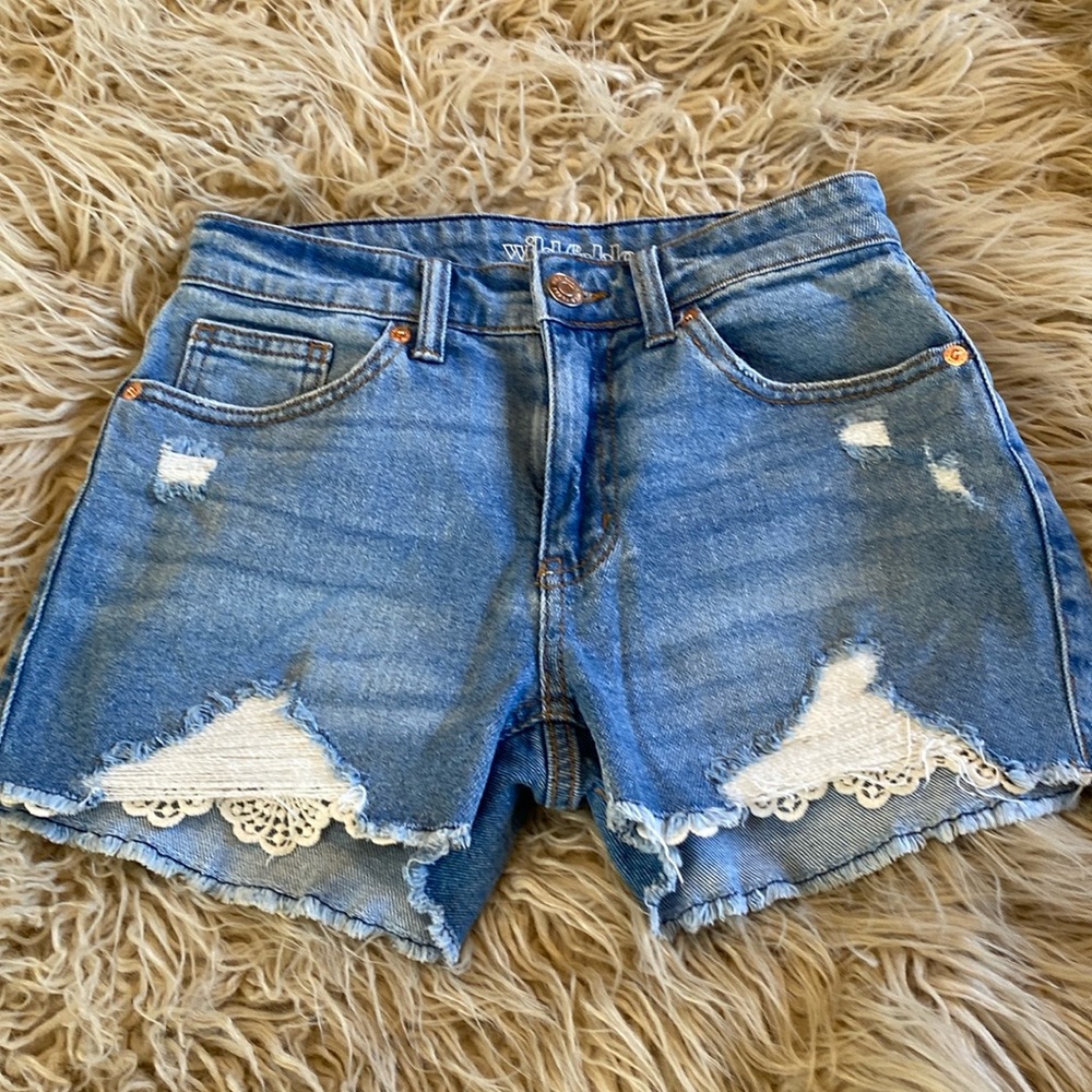 Wild Fable denim shorts with crochet at the bottom size 00